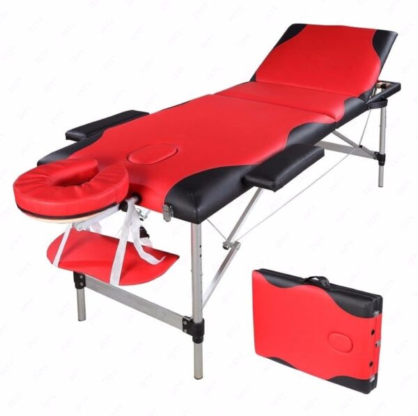3-Section 185 x 60 x 81 cm Aluminium Klappmassagebank Rot Schwarz