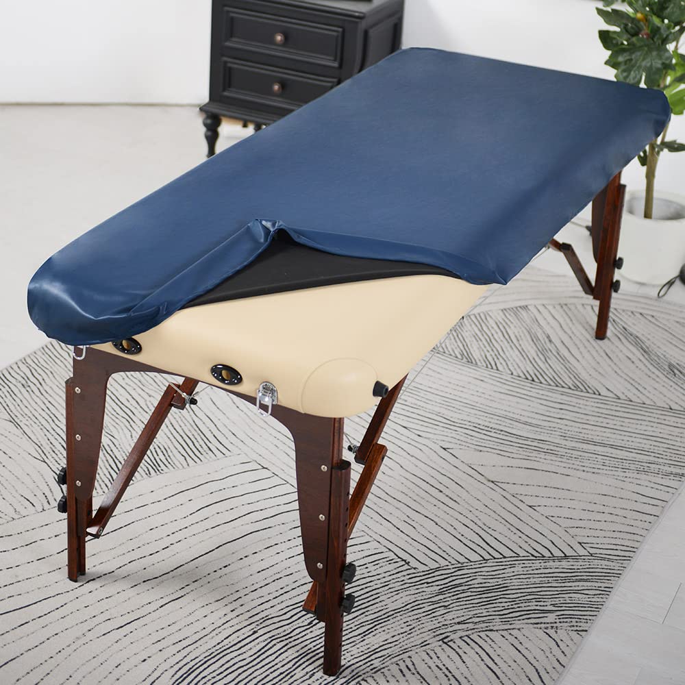 ARTABLE Massagetisch-Bezug 28-32 Zoll PU-Leder Rund-/Eckpassform Dunkelblau 29x70 Zoll