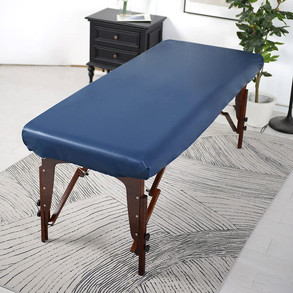 ARTABLE Massagetisch-Bezug 28-32 Zoll PU-Leder Rund-/Eckpassform Dunkelblau 29x70 Zoll