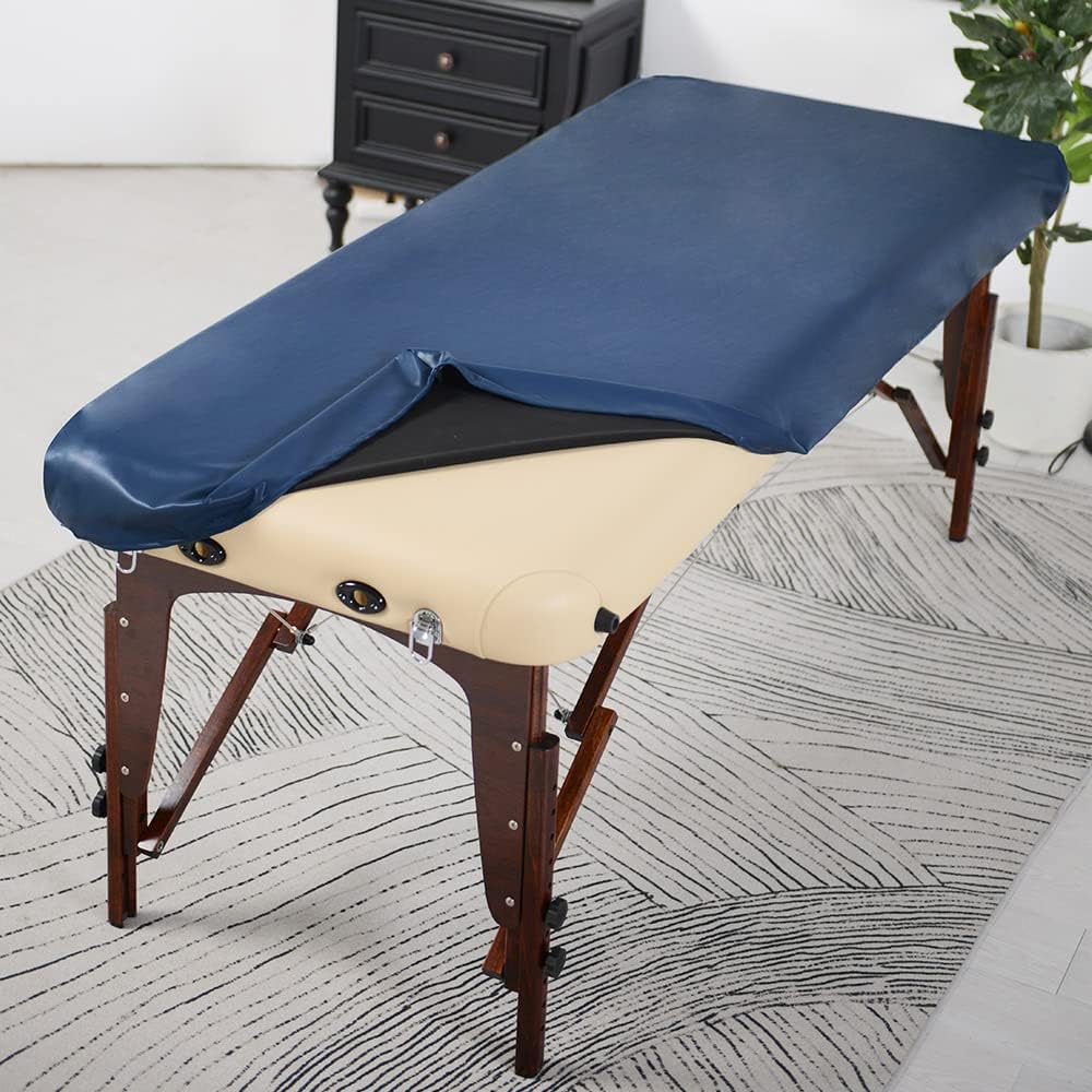 ARTABLE Massagetisch-Bezug 28-32 Zoll PU-Leder Rund-/Eckpassform Dunkelblau 29x70 Zoll