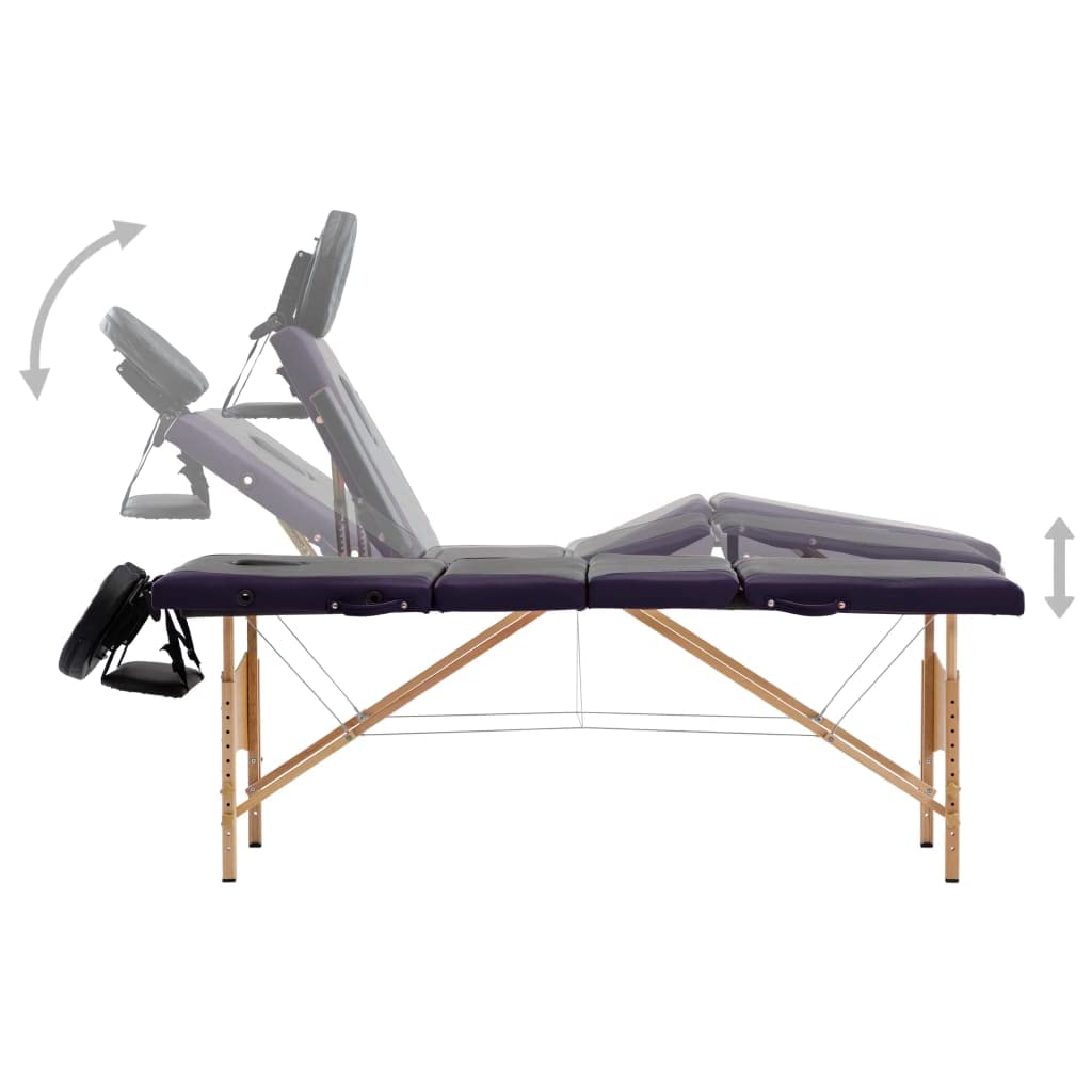 Bussandri Massagebank klappbar 4-Zonen Holz schwarz lila