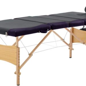 Bussandri Massagebank klappbar 4-Zonen Holz schwarz lila