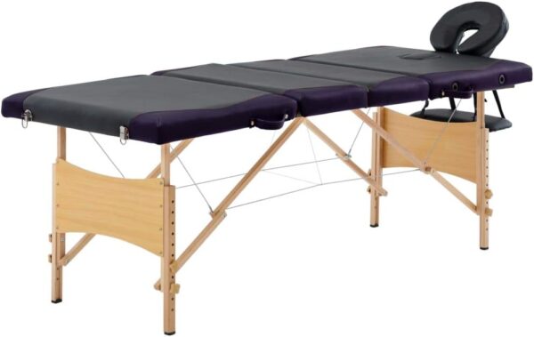 Bussandri Massagebank klappbar 4-Zonen Holz schwarz lila