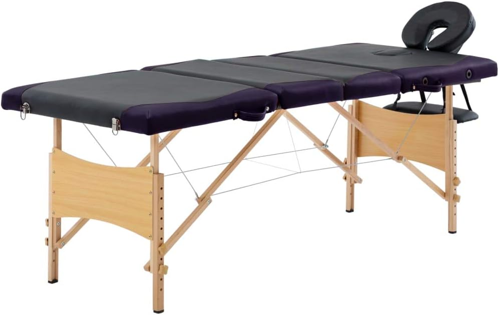 Bussandri Massagebank klappbar 4-Zonen Holz schwarz lila