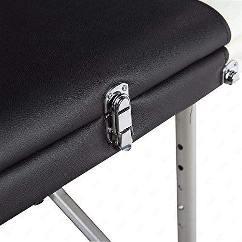 **Hot Deals Massagetisch 3-Segment Klappbar Faux Leather Aluminium Schwarz mit Weißer Umrandung**