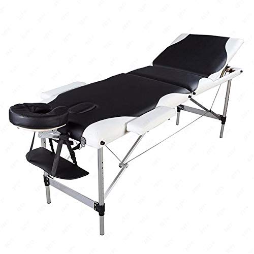 **Hot Deals Massagetisch 3-Segment Klappbar Faux Leather Aluminium Schwarz mit Weißer Umrandung**